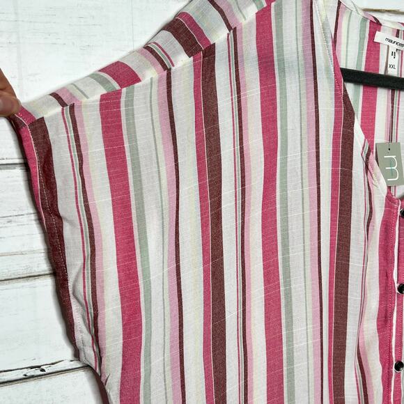 Maurices Colorful Striped Button Front Top Size XXL - Picture 6 of 8